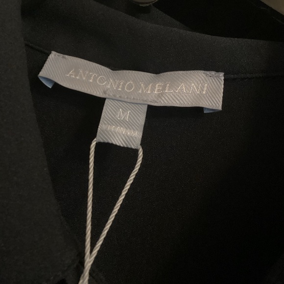 NWT Antonio Melani Navy Blue Detachable Bow Tie Long Sleeve Button Blo… - Picture 6 of 8